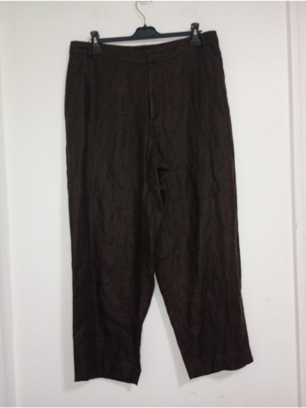 Massimo Dutti Womens Brown 100% Linen Pants Size 10 USA EU 42 Straight Leg